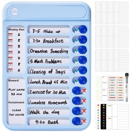 Chore Chart for Kids, Magnetic Chore Board ADHD Tools for Kids, Chore Chart for Kids Multiple Kids, Routine Chart Dry Erase Board for Kids for Habit Tracker or Daily and Weekly Checklist - Blue