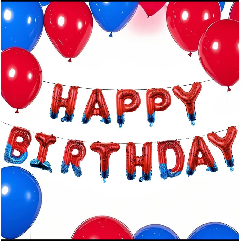 Spider Superhero Birthday Party Decorations Set, Banner, Balloons and Signs