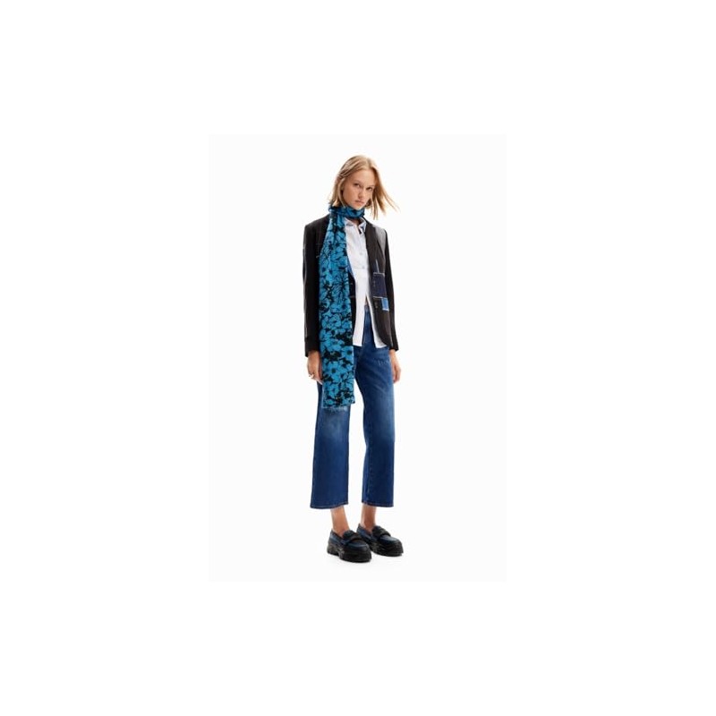 Desigual Women's Accessories Fabric Long Boa Scarf, blue