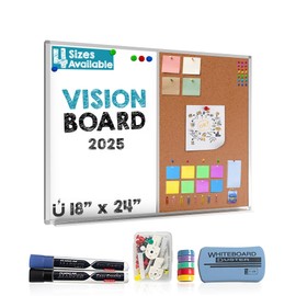 Besso Cork and White Board Combo 18x24” – Magnetic Bulletin Board for Wall – Dry Erase & Corkboard for Home Office Vision Planning Message Display – Wall Mounted Organizer Board