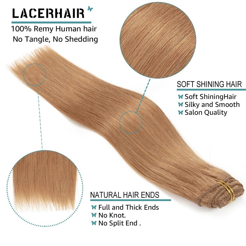 Lacer Clip In Real Human Hair Extensions Ginger Blonde Color