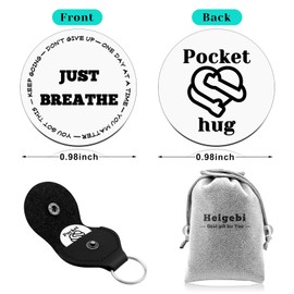 Sobriety Gifts Inspirational Gifts for Men Women Anxiety Relief Items Encouragement Pocket Hug Token Birthday Christmas Graduation Present for Friend Double Sided Engraved with Leather Keychain