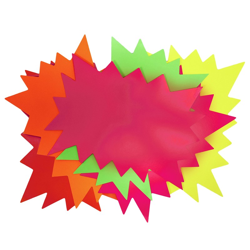 Neon Starbursts Cut-Outs - Perfect for School-Boards, Offices, Memos, Arts