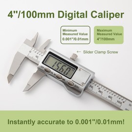 SCITOOLS All-Metal Small Digital Caliper 0-4" Mini Measuring Tool, Micrometer Caliper with Auto-Off Feature, Interchangeable Between inches and millimeters for DIY/Household and 3D Printing
