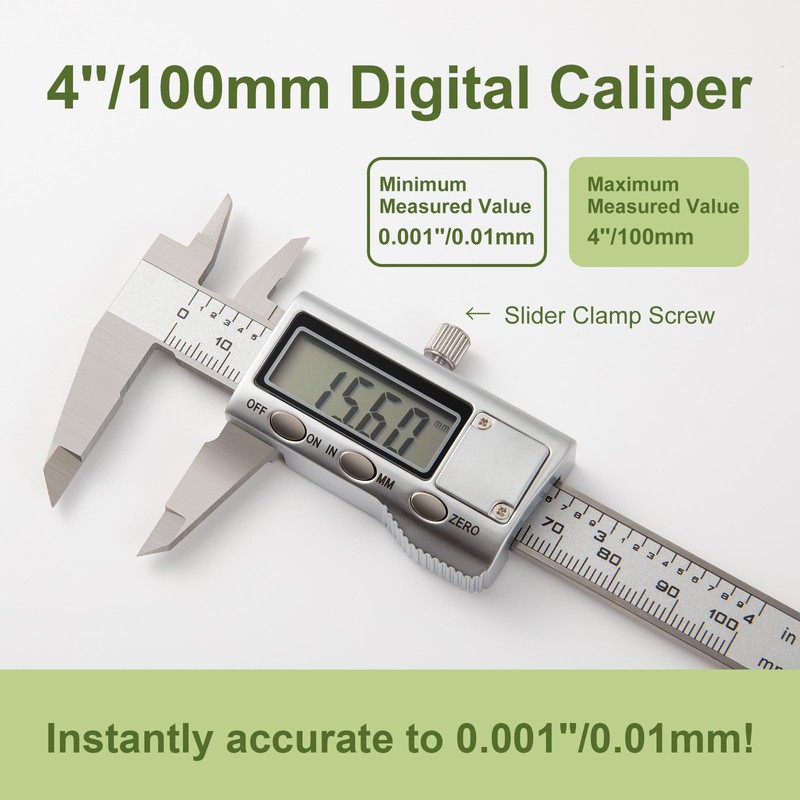 SCITOOLS All-Metal Small Digital Caliper 0-4" Mini Measuring Tool, Micrometer