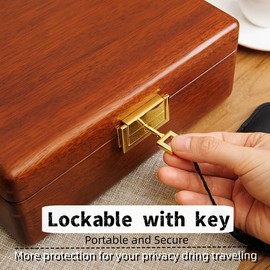 LIBOLXSP Solid Walnut Wood Jewelry Box with Lock,2 Layer Velvet Lined for Earrings Rings Necklaces Bracelets Watches,Both Style and Security, for Men Women,Vintage Brown