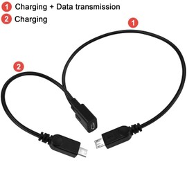 BERANMEY Micro USB 1 to 2 Splitter Cord, 2 Pack 0.3m/12inch Micro USB Female to Dual Micro USB Male Splitter Extension Charging Adapter Charge Cable