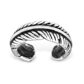 Bungsa Feather Ear Cuff .925 Sterling Silver (Ear Cuff Ear Cuff Stud Earrings Real Jewellery Studs Ear Jewellery Clip-On Women Men), Silver, No Gemstone