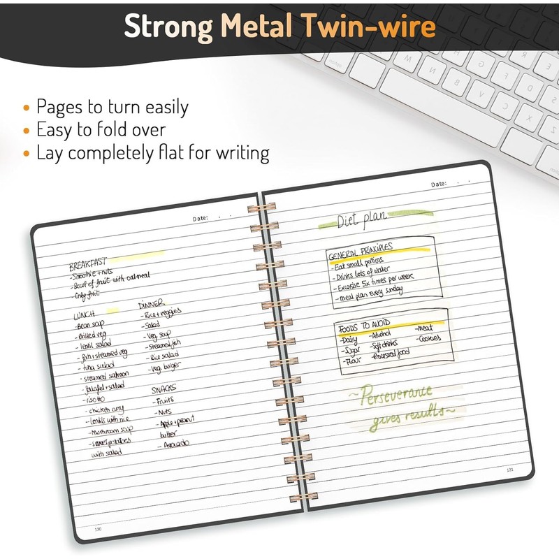 Forvencer Lined Spiral Journal Notebook with 300 Numbered Pages, A5
