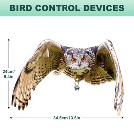 Vicsiyi Owls to Keep Birds Away: 2Pack Fake Owls with Reflective Tape for Garden Patio, Reflective Hanging Decoration to Keep Birds Pigeon from Windows Tree