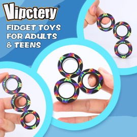 Vipctery 2Packs Fidget Toys Kids Teens ADHD Autism Toys Adults Office Cool Gadgets Desk Toys Fidgets for Classroom with Magnetic Rings Spinner Christmas Stocking Stuffer Gifts for Men