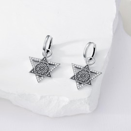 Grmdit Triangle Earrings 925 Sterling Silver Triangle Hoop Earrings Triangle Jewelry Gifts for Women Girls, Sterling Silver, No Gemstone