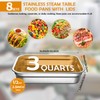 Suttmin 8 Pack Hotel Pan 1/2 Size Steam Table Pan