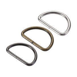sourcing map Metal D Ring 1.5"(38mm) D-Rings Buckle Silver Tone, Bronze Tone, Black(Total 15pcs)