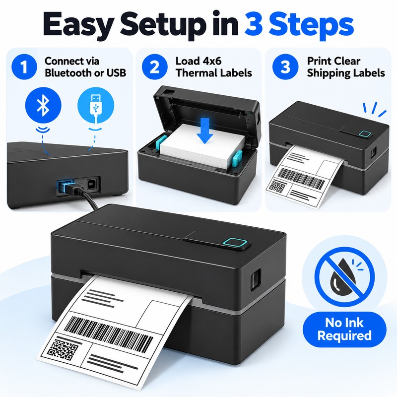 4×6 Thermal Label Printer for Shipping Labels – 203 DPI