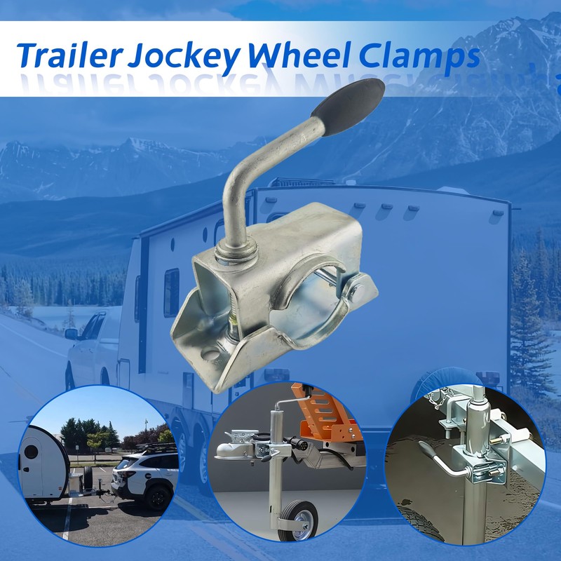 48mm Cast Trailer Jockey Wheel Clamp Centre Handle Wheel Split