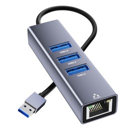 USB to Ethernet Adapter, 4 in 1 Gigabit LAN Network Adapter with 3 x Type-A3.0, USB Hub with Ethernet, RJ45 to Type-A Cable for Laptop, Compatible with Windows, Mac OS, Linux, Surface and More