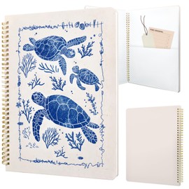 Stanoha Cute Spiral Notebook journal A4 Aesthetic Pretty Design for Women Girls Kawaii with Pocket, 8.5 x 11 inch, Lined, Turtle