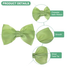 M METERXITY 12-Pack Satin Ribbon Twist Tie Bows, 3x3.6 Inch Bow Twist Ties, Satin Ribbon Bows for Craft DIY/Baked Goods/Hair Bow Sewing/Wedding/Birthday/Party [Light Green]
