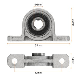 sourcing map 4pcs KP08 Flanged Pillow Block Bearings 8mm Bore, Zinc Alloy Self Aligning Flange Mounted Bearings