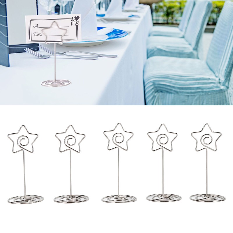20PCS Desk Memo Clips Table Number Holder Star Shape Metal