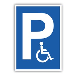tradercat Behindertenparkplatz Schild Aufkleber aus Vinyl Schilder Sticker mit UV-Schutz Parkplatz für behinderte Hinweisschilder Parkplatz behindert Warnzeichen (AUFKLEBER | 30 x 21 cm)