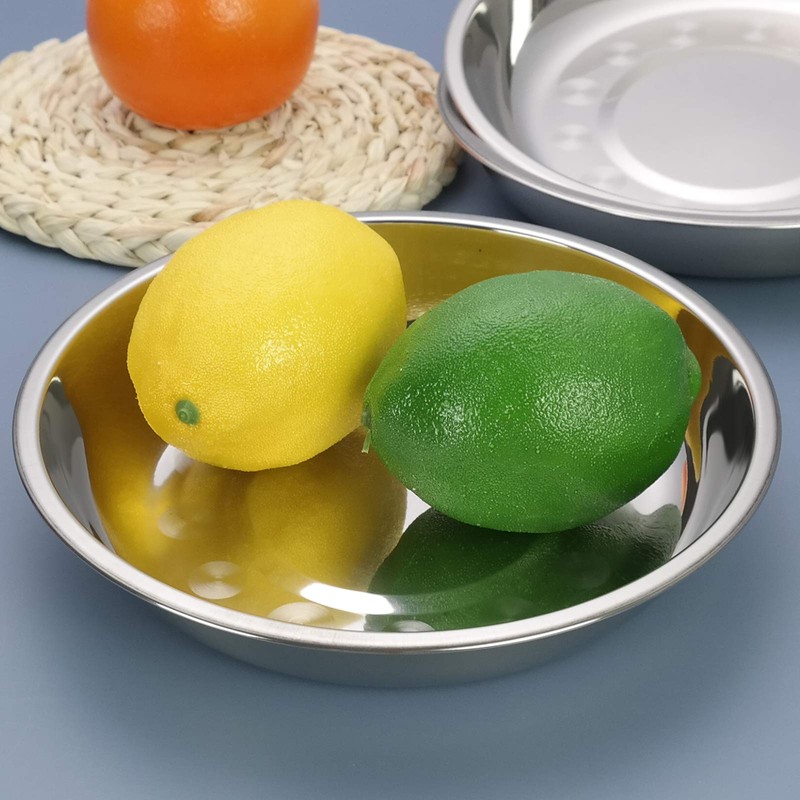 Zerdyne Set of 4 Dinner Serving Plates, Stainless Steel Round