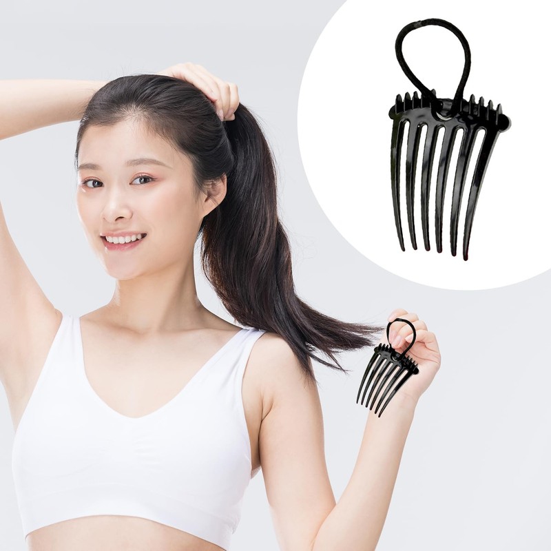 3 Pack Ponytail Hair Comb with Elastic Band Ponytail Loose