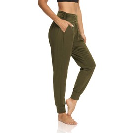 DIBAOLONG Womens Yoga Sweatpants Loose Workout Harem Joggers Casual Comfy Lounge Pajama Pants with Pockets Army Green M