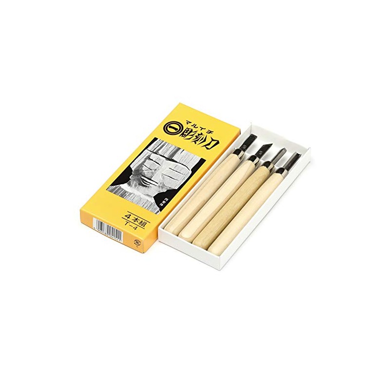 Yoshiharu Blades Maruichi Carving Chisels in Paper Box, Set of