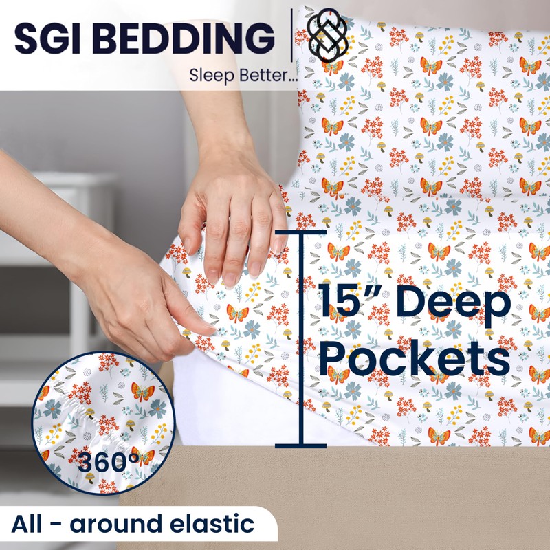 SGI bedding 32" Queen Split Top Flex Head Sheet 100%