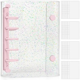 Cymidreke Seal Notebook, Plastan, Transparent, Size, Mini Binder, 20 Refills, PP Sheet, Card Pocket, Clear Notebook, Pre-Notebook, Card Sleeve, Transparent Seal Pad, Clear Glitter M5 (Pink Glitter +