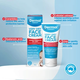 Dermal Therapy Very Dry Face Cream| Nourishes & Repairs Very Dry and Sensitive Areas of Skin on the Face and Neck | 50g