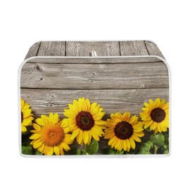 Biyejit Wood Sunflower Print Toaster Cover Appliance 2 Slice, Bread Toaster Cover Bakeware Protector, Dust and Fingerprint Protection
