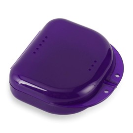 Dental Mouth Guard case Orthodontic Retainer Cases Container with Vent Holes, Denture Holder Clear Aligner Box for Household|Office|Travel - Dark Purple