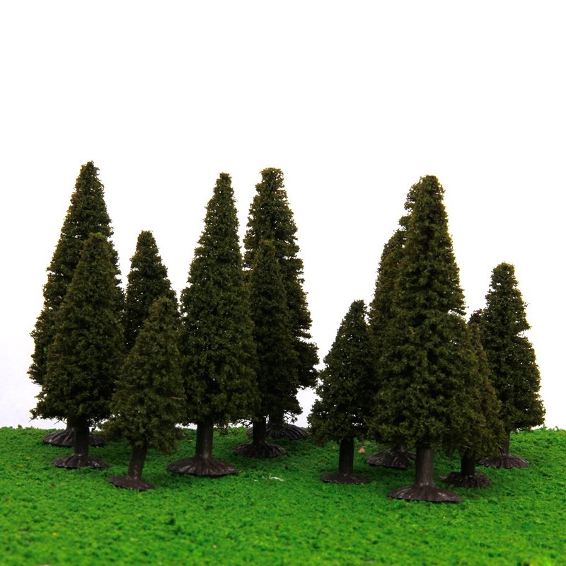 15pcs Green Scenery Landscape Model Cedar Trees with Box