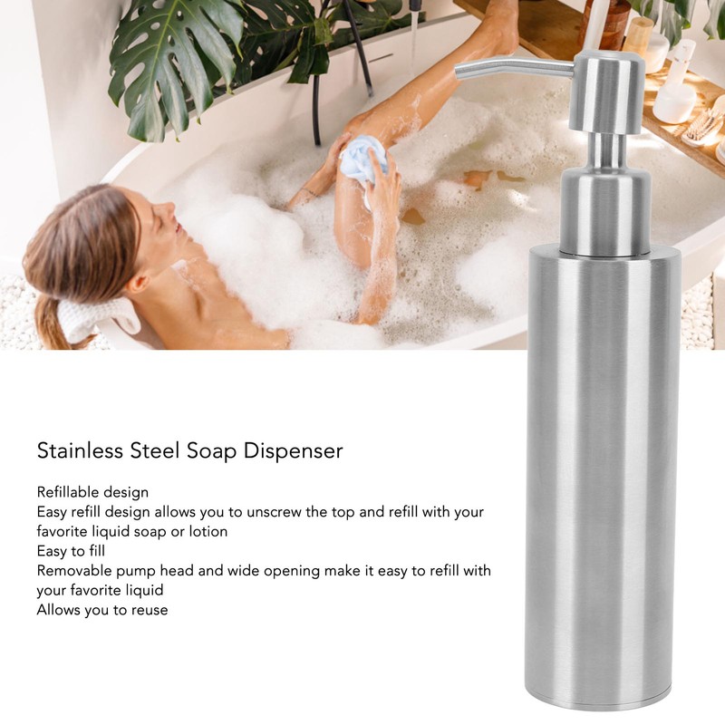 304 Stainless Steel Soap Dispenser Rustproof Refillable Soap Dispenser Soap