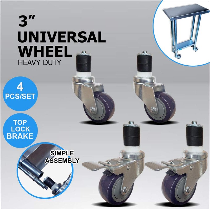 3" Casters for Stainless Steel Work Table | Wheels for