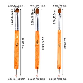 French Tip Brush, 3 Pcs Double Ended Liner Brush for Nails Gel French-Brush for Nails Nail Dotting Tool Professional Manicure Tool for Manicure Cuticle Clean Up Nail Art Design (12#, 14#, 16#, Yellow)