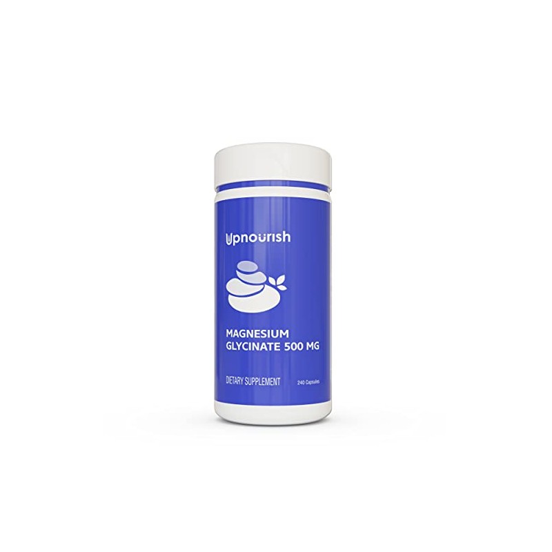 Upnourish Magnesio Glicinato Quelato 500mg Cápsulas Quelado Altamente Absorbible Puro