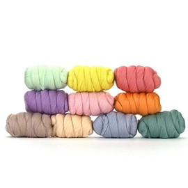 Revolution Fibers | Mixed Merino Wool Variety Pack | Perfect Wool Roving for Spinning, Needle Felting, Wet Felting, Weaving and Crafting (Pretty Pastels (Multicolored), 250 Grams)