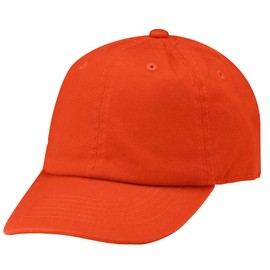 Falari Kids Boy Girl Baseball Cap Hat Washed Low Profile 100% Cotton Soft Lightweight Adjustable Size (6-9 Years, Orange)