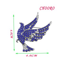 CHOORO Sorority Inspired Blue Rhinestone Dove Brooch Pin Greek Sorority Jewelry Gift for Finer Women
