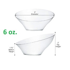 PLASTICPRO Disposable Angled Plastic Bowls Round Small Serving Bowl, Elegant for Party's, Snack, or Salad Bowl, Clear Pack of 8