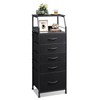WLIVE Black Fabric Dresser for Bedroom, Tall Nightstand with 5