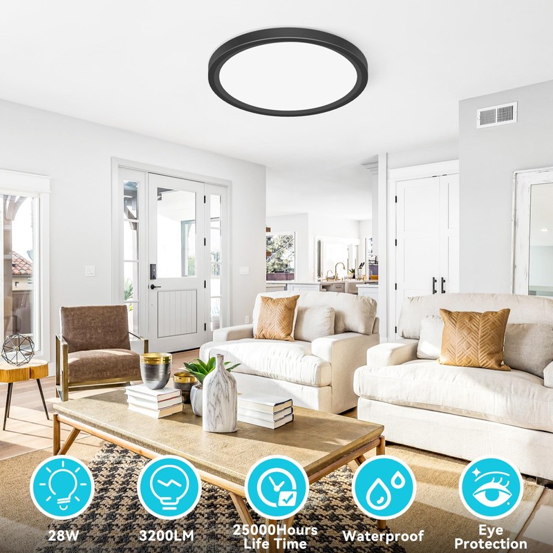 libtit 12 inch Flush Mount LED Ceiling Light Fixture, 3000K