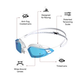 Speedo Unisex Erwachsene Aquapulse Pro Schwimmbrille, Pool/Weiß/Blau, Einheitsgröße