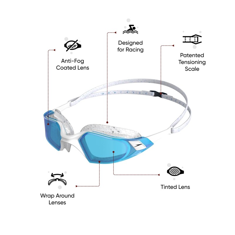 Speedo Unisex Erwachsene Aquapulse Pro Schwimmbrille, Pool/Weiß/Blau, Einheitsgröße