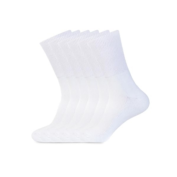 1SOCK2SOCK 6 Pack Diabetic Crew Socks, Therapeutic, Non-Binding Circulatory Silky