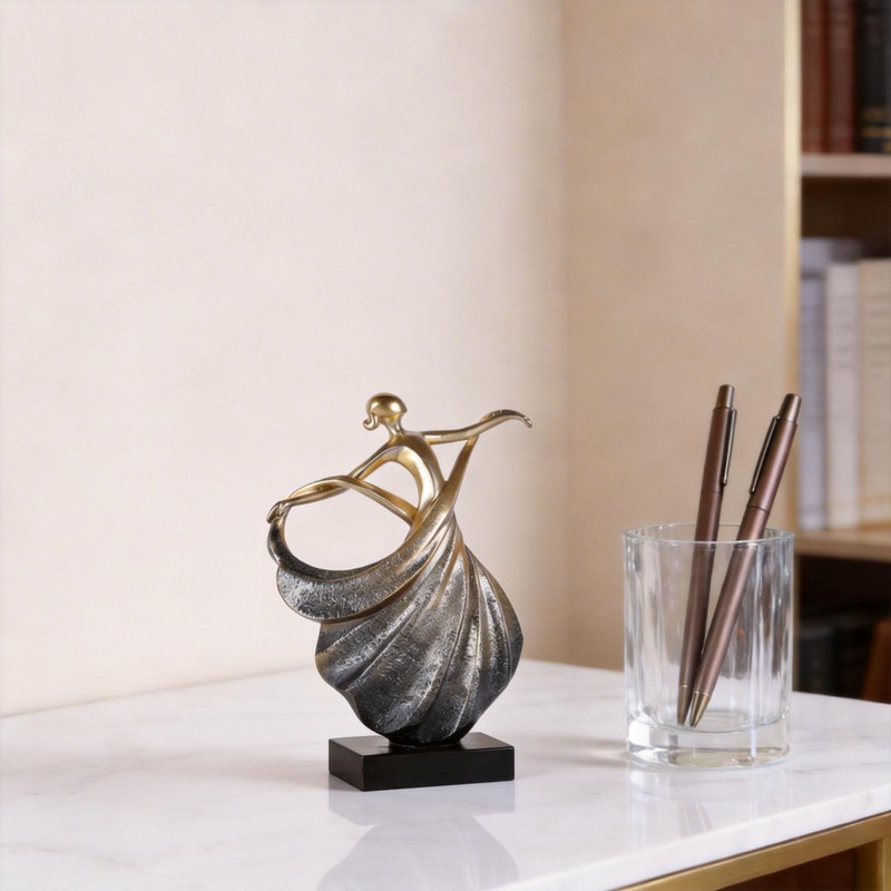 DOVDOV Modern Abstract Dancer Statue, Golden Dancer Sculpture, Contemporary Art
